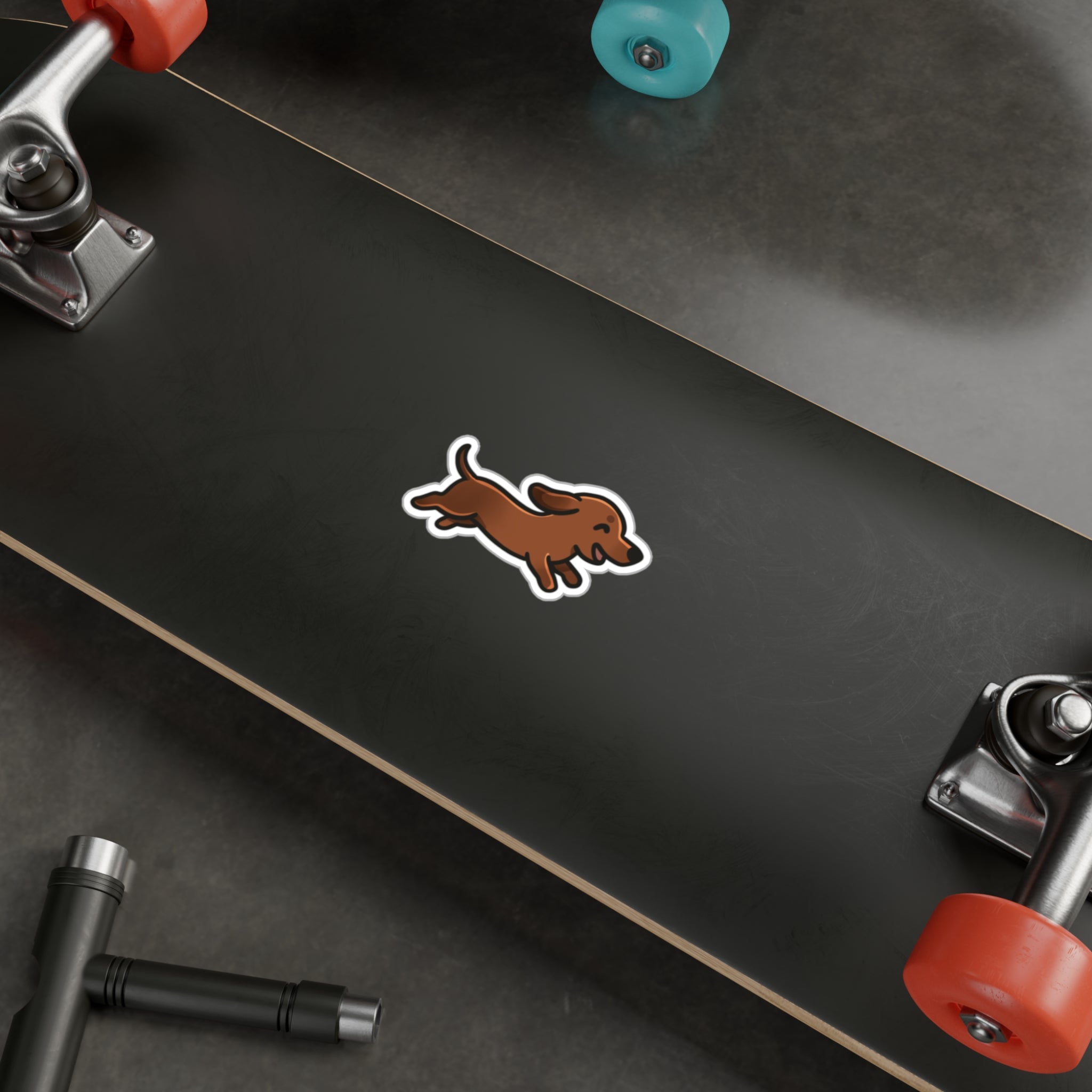 Red Brindle Weenie Vinyl Decal